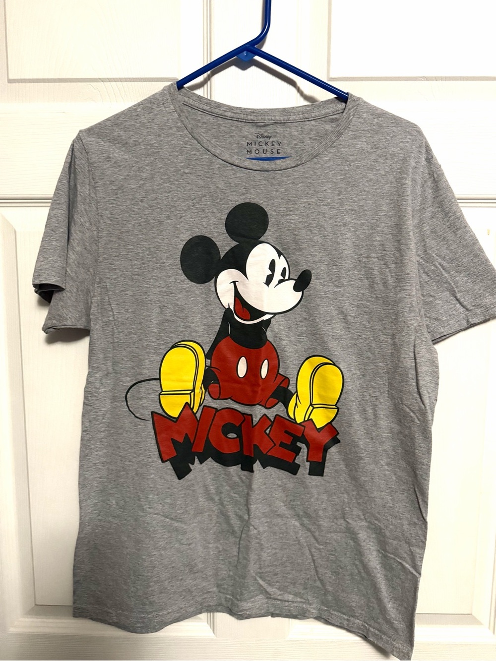 Disney Grey Mickey Mouse Graphic Tee with Red & Yellow Accents